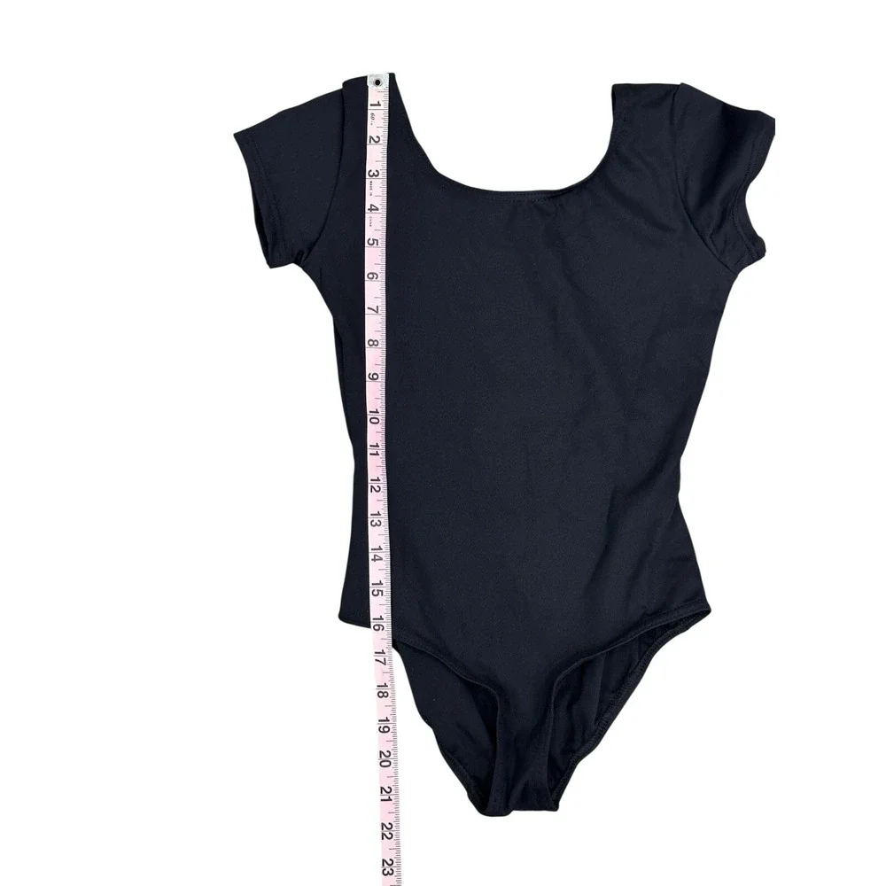 Capezio girls Team Basic Short Sleeve athletic leotards, Black,‎ Sz. Lg